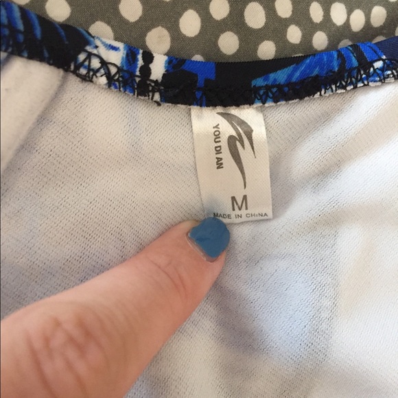Blue white and black patterned bathing suit - Picture 6 of 6